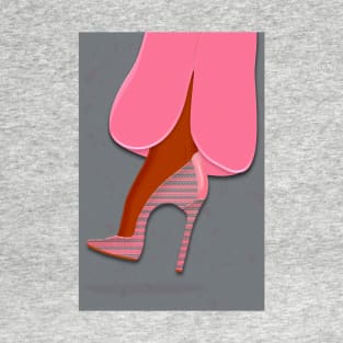 Pink trouser and colorful high heel shoe 2 T-Shirt